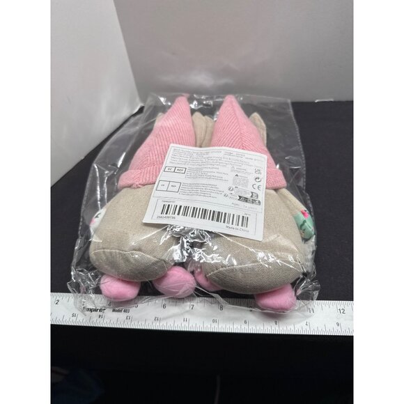 Easter Bunny Gnome Couple Decor Set With Knit Hats & Flower Accents - Picture 3 of 4